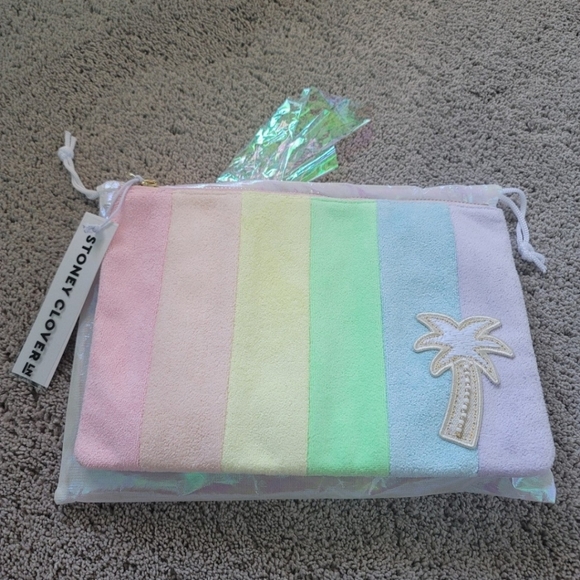 Stoney Clover Lane Handbags - NWT Stoney Clover Lane Rainbow Terry Flat Pouch